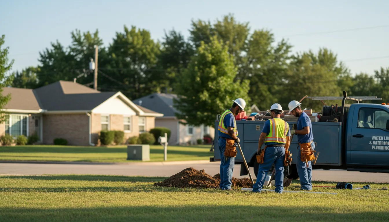 Residential water line and bathroom plumbing service in Chouteau, OK